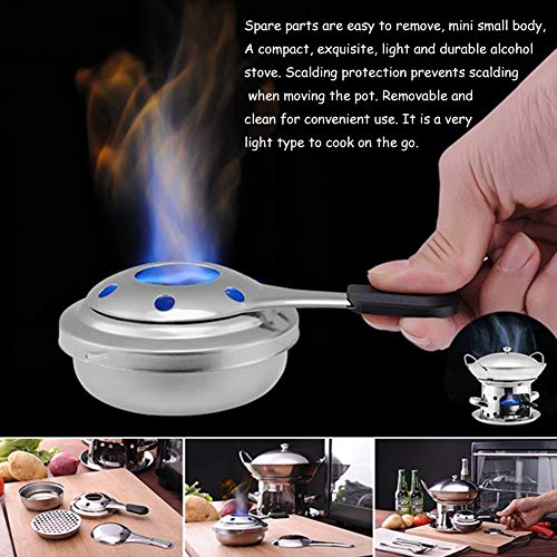 Quemador de Alcohol,Infernillo para Fondue,Estufa De Alcohol Portátil de Acero Inoxidable para Acampar al Aire Libre O Pánico,Desmontable Y Durable,Plateado