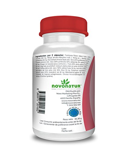 Quemador de grasas, Raspberry Ketones con Frambuesa, Mango Africano, Vinagre de manzana, Té verde, Café verde, Acai, Alga Kelp y Uva Vinífera,60 capsulas,fórmula Dr. OZ. Favorece la perdida del peso