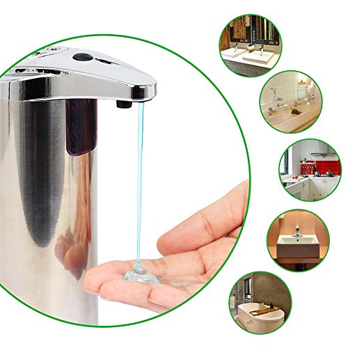 Queta Dispensador automático de jabón 1 Embudo de Silicona, dispensador de jabón infrarrojo con Sensor para Cocina y baño, Plata 280 ml