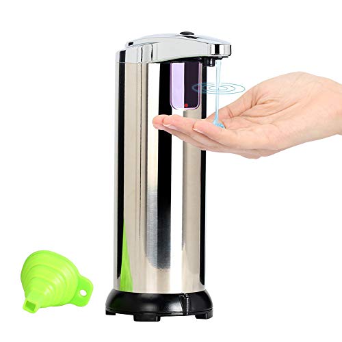Queta Dispensador automático de jabón 1 Embudo de Silicona, dispensador de jabón infrarrojo con Sensor para Cocina y baño, Plata 280 ml