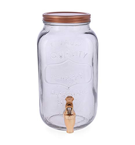 Quid Hábitat Dispensador de bebidas con grifo, Vidrio, Cobre gris, 3 Litros