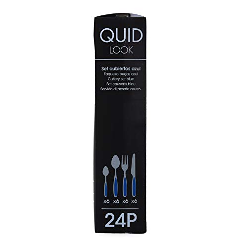 Quid Look Dark Blue Cubertería 24 piezas, Acero inoxidable 2mm de espesor, Mango plástico oscuro, Azul marino