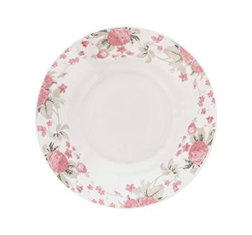 Quid VERA Vajilla de porcelana para 6 personas, 18 piezas, Blanca con ala decorada floral,