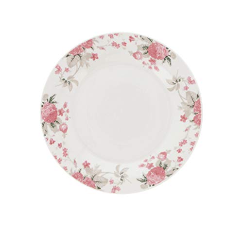 Quid VERA Vajilla de porcelana para 6 personas, 18 piezas, Blanca con ala decorada floral,