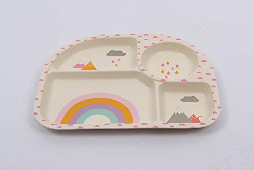 Rainbow Pattern Set de 5 piezas de fibra de bambú Niños vajilla Set Niños Vajilla Niño Plato Cena Medio Ambiente Material Cubiertos Set