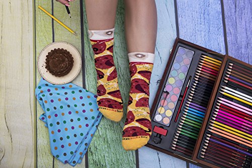 Rainbow Socks - Pizza Pepperoni Mujer Hombre - 4 pares de Calcetines - Tamaño 36-40