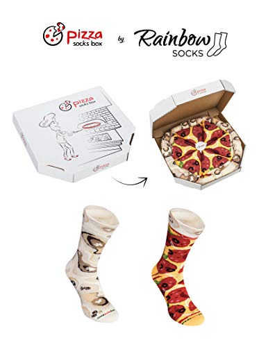 Rainbow Socks - Pizza Pepperoni Mujer Hombre - 4 pares de Calcetines - Tamaño 41-46