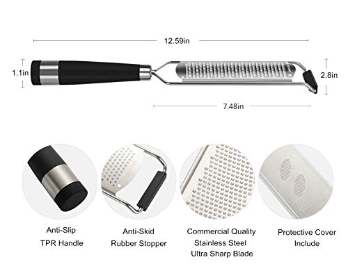 Rallador de queso Limón Zester Nuez moscada Rallador Parmesano Fácil de Rallar Zester Chocolate Verduras Frutas Ralladores de Ajo Nueces de Queso Espiralizadores de Barra