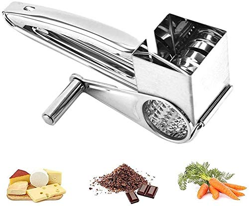 Rallador de Queso Rotativo Rallador de Acero Inoxidable,Molinillo Queso con Manivela Hogar Cocina para Queso de Multifunción Kitchen Craft para Triturar Chocolate, Verduras, Frutas