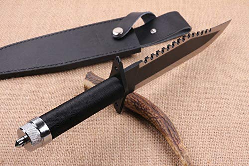 Rambo Deluxe II - Cuchillo de supervivencia con funda de piel y cinturón