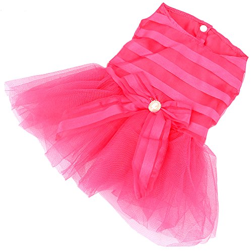 Ranphy - Vestido de princesa con lazo a rayas para perro o gato, tutú, falda de tul para cachorro, talla XL, color rosa