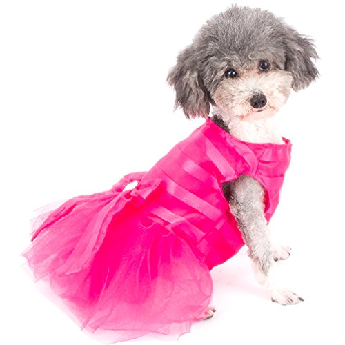 Ranphy - Vestido de princesa con lazo a rayas para perro o gato, tutú, falda de tul para cachorro, talla XL, color rosa