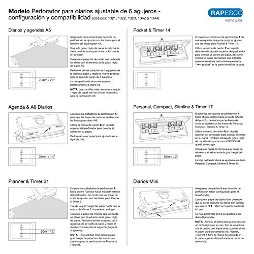 Rapesco 1321 - Perforadora ajustable de 6 agujeros, Blanco