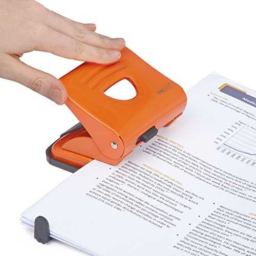 Rapesco 825 - Perforadora metálica de 2 agujeros, 25 hojas capacidad, color naranja