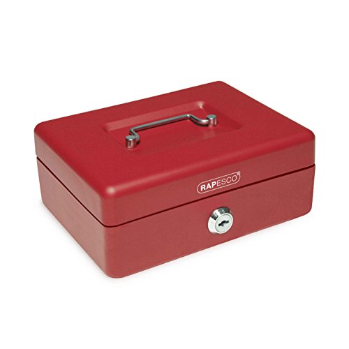 Rapesco money - Caja fuerte portátil de 20 cm de ancho con portamonedas interior, color rojo