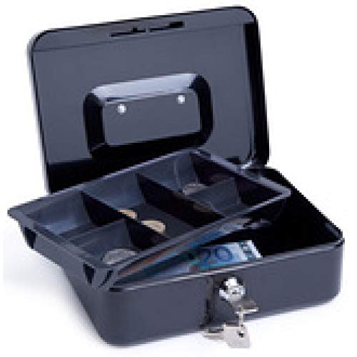 Rapesco money - Caja fuerte portátil de 25 cm de ancho con portamonedas interior, color negro