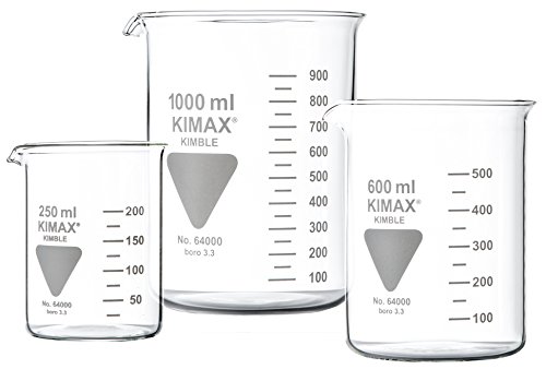 RASOTHERM Kimax Boro 3.3 - Vaso con boquilla (cristal, forma baja), 250 mL, Transparente (transparente)., 1
