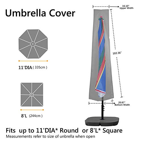 RATEL Funda Protectora de Sombrilla, Impermeable Resistente al Agua al Aire Libre Patio, Oxford 420D Protectora para Parasol de Jardín Intemperie 9-11ft Bolsa de Almacenamiento con Cremallera