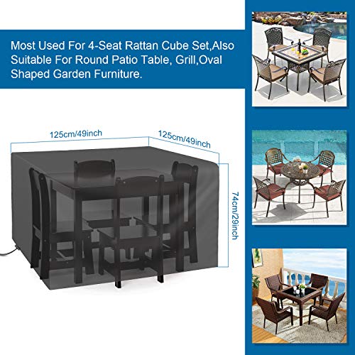 RATEL Funda Protectoras Muebles Jardin, Funda para Muebles de Jardín Impermeable a Prueba de Viento Cubierta de Mesa de jardín Paño Oxford 420D Cubierta de Mesa de jardín para Patio.