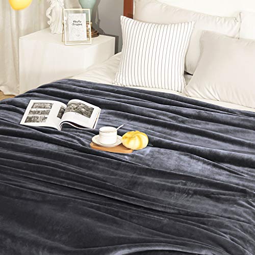 RATEL Manta para Sofás De Felpa Suave Gris 200×230cm, 300GSM Mantas para Cubierta de la Cama, Hecha De100% Microfibre Extra Suave - Fácil De Cuidar- Ligera, Cálida, Cómoda Y Duradera