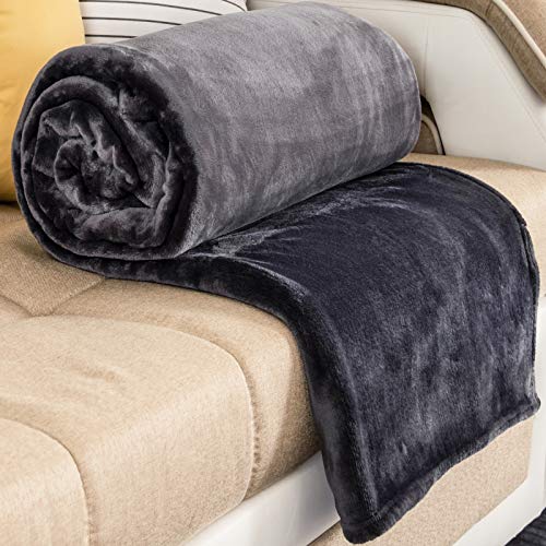 RATEL Manta para Sofás De Felpa Suave Gris 200×230cm, 300GSM Mantas para Cubierta de la Cama, Hecha De100% Microfibre Extra Suave - Fácil De Cuidar- Ligera, Cálida, Cómoda Y Duradera