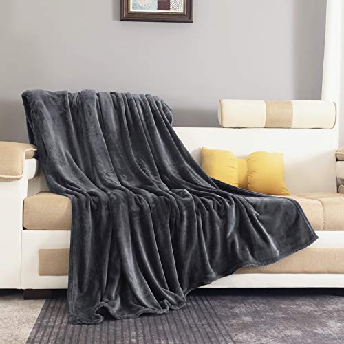 RATEL Manta para Sofás De Felpa Suave Gris 200×230cm, 300GSM Mantas para Cubierta de la Cama, Hecha De100% Microfibre Extra Suave - Fácil De Cuidar- Ligera, Cálida, Cómoda Y Duradera