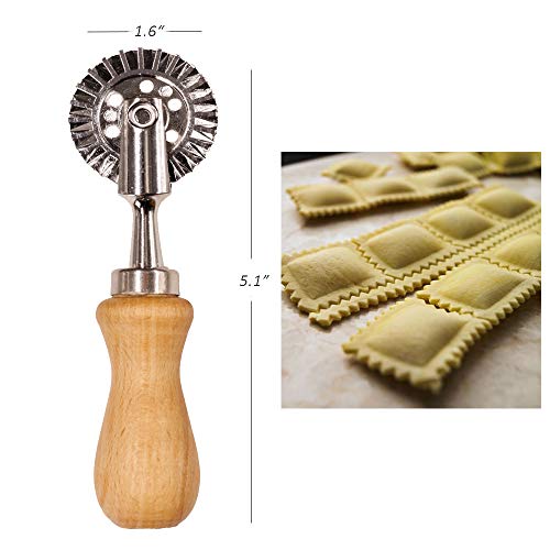 Ravioli - Juego de moldes para hacer ravioli (mango de madera y bordes estriados), 3 Setzen und schneiden