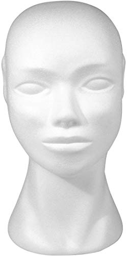 Rayher 3396700 Cabeza maniquí de Mujer, poliestireno, Alto 29 cm, para Pelucas, complementos y Costura