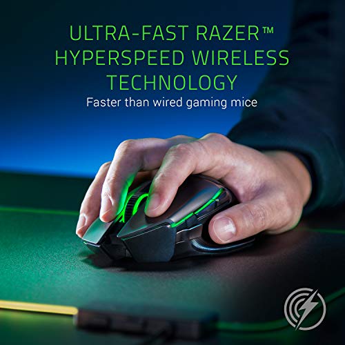 Razer Basilisk Ultimate Ratón Inalámbrico para Juegos, 11 Botones Programables Tecnología Hyperspeed, Enfoque Óptico + Sensor, Interruptor Mouse Óptico, Iluminación Croma RGB con Estación de Carga