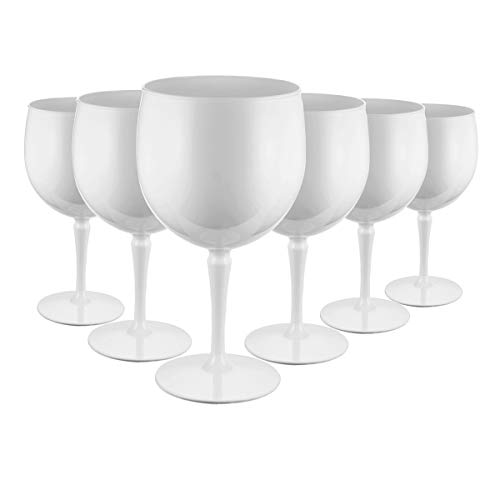 RB Copas Balon Gin Cóctel Blanco Plástico Premium Irrompible Reutilizable 40cl, Set de 6