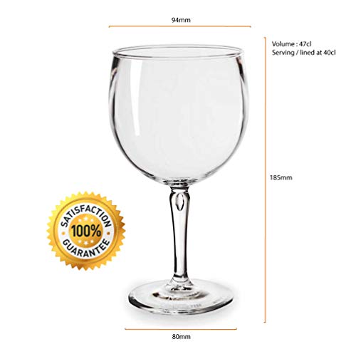 RB Copas Balon Gin Cóctel Plástico Premium Irrompible Reutilizable 40cl, Set de 6