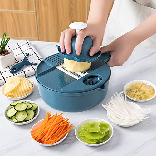 Rebanadora De Mandolina Vegetal 10 En 1 Vegetal Espiralizador Cortador Y Trituradora Cocina Julienne Grater Multiusos con Protector Y Separador De Clara De Huevo Dados Bajos En Carbohidratos