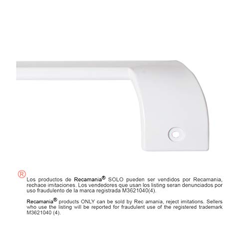 Recamania Tirador Puerta frigorifico Blanco. BALAY, Bosch, C.O. 490705. Medidas: Longitud 245mm, Anclaje 197mm.