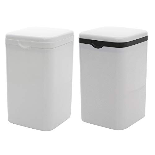 Recipiente de reciclaje de mesa de cocina doble, papeleras pequeñas 2 x 2L para el hogar, papelera sanitaria con tapa abatible para baño de dormitorio-white+black