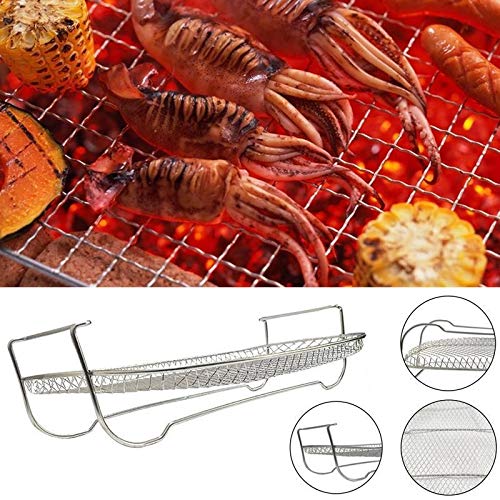 Red de barbacoa de acero inoxidable Cocina Rack Multifunción Al Vapor Frito Estante de Filtro Platos de Servir Hornear Enfriador Estante Herramientas de BARBACOA parrilla barbacoa (Color : Silver)