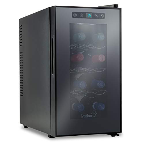 Refrigerador de vino termoeléctrico de Ivation para 8 botellas de vino tinto y blanco/enfriador y dispensador con pantalla digital de temperatura