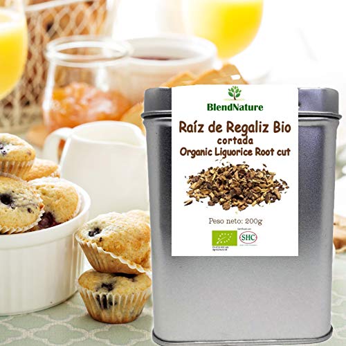 Regaliz de Palo Cortado para infusiones BIO – Raiz 100% Natural - Lata 200 g Maxima Frescura y Conservacion – Certificacion Ecologica – Ideal para Te de Regaliz.