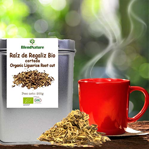 Regaliz de Palo Cortado para infusiones BIO – Raiz 100% Natural - Lata 200 g Maxima Frescura y Conservacion – Certificacion Ecologica – Ideal para Te de Regaliz.