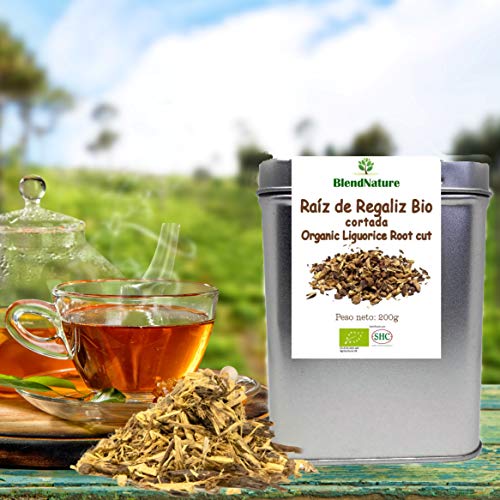 Regaliz de Palo Cortado para infusiones BIO – Raiz 100% Natural - Lata 200 g Maxima Frescura y Conservacion – Certificacion Ecologica – Ideal para Te de Regaliz.