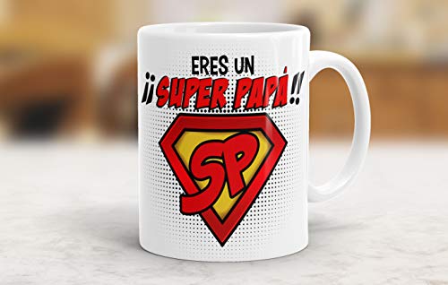 REGALOS ESTRELLA AZUL Taza Super papá día del Padre Regalo para Papa, Papa te Quiero, al Mejor papá del Mundo, Regalos Padres, Regalos día del Padre, te Quiero Papa, Taza con Frases Taza Papa