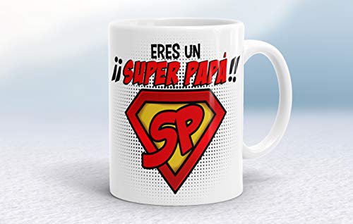 REGALOS ESTRELLA AZUL Taza Super papá día del Padre Regalo para Papa, Papa te Quiero, al Mejor papá del Mundo, Regalos Padres, Regalos día del Padre, te Quiero Papa, Taza con Frases Taza Papa