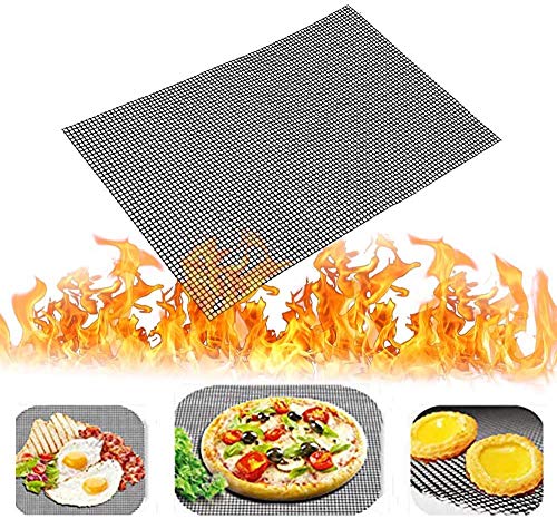 Rejillas para Parrilla,2 Pack Antiadherente Malla de Barbacoa Reutilizables Resistentes al Calor BBQ Grill Mat Esteras Parrilla de Barbacoa para Asar a Parrilla Cocinar Hornear 40x30CM