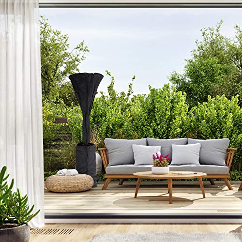 Relaxdays Funda Estufa Exterior, Protector Calentador Terraza, Seta, Bar, Impermeable, Poliéster, 1 Ud, 250x70 cm, Negro