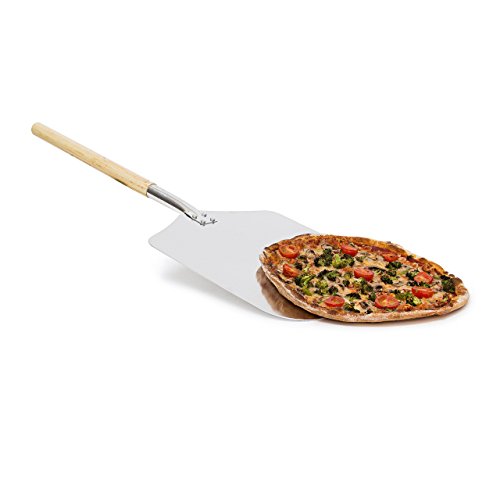 Relaxdays - Pala para Pizzas esquinado con Mango, 3 x 30.5 x 79 cm, 0.6 Kg, Madera y Metal