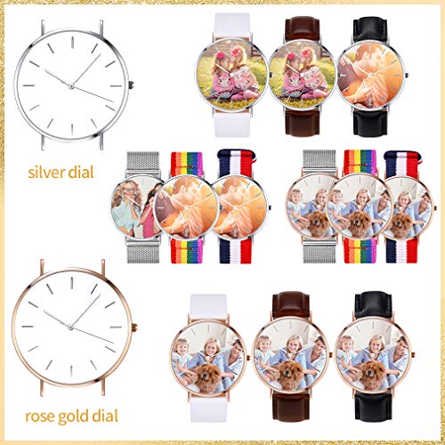 Reloj Personalizado Fotografía Lujoso Reloj Redondo Mecanismo de Cuarzo Japonés con Cristal Correa de Piel Blanco Bandeja Carcasa Acero Inoxidable Formal Mecánico Automático Rosado Oro Rosa