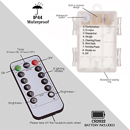 [Remoto & Minutero] RECESKY Foto Clip Luces de cadena - 40 LED 8.5m luces de cadena de la batería - Marcos de fotos, Guirnaldas luminosas - Para Interior, Casa, Navidad, Fiesta, Boda, Dormitorio