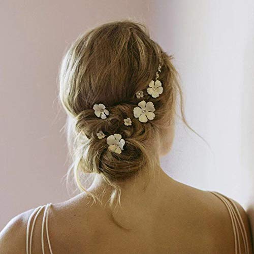 RENNICOCO Clips para el Cabello Flor Horquillas para el Cabello Boho Tela Titular de Pelo Cola de Caballo Clips para Mujeres Niñas Damas de Honor Novias