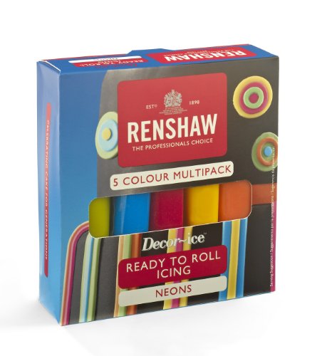 Renshaw Fondant Ready To Roll Icing Pro Pack Cubrir Tartas de Colores Neon 500 g