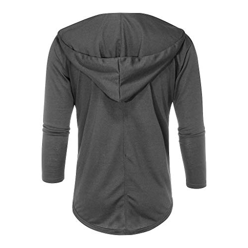 Reooly Abrigo de Trinchera de Color sólido con Capucha para Hombres Chaqueta Larga Cárdigan Manga Larga(Gris Oscuro,XXXXX-Large)