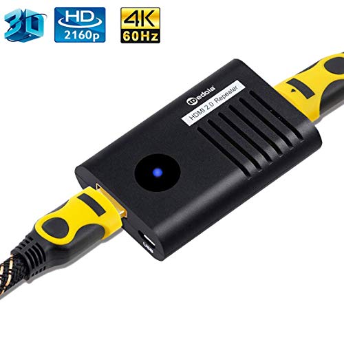 Repetidor HDMI 4K, edola 2.0 Amplificador de señal HDMI 4K@60Hz, Amplificador repetidor HDMI 3D, Extensor HDMI de hasta 40 m para PC/PS4/DVD/TV Box